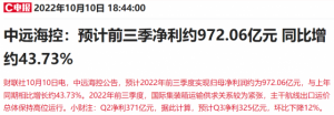 Read more about the article 豪赚近千亿！1800亿海运龙头三季报预告出炉，业内称集装箱运价年内难见起色 提供者 财联社