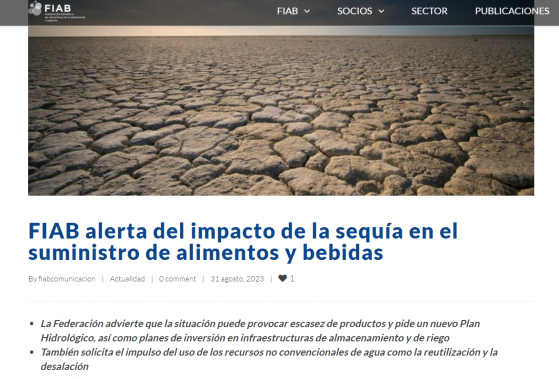 急着要水！西班牙食品饮料行业协会公开喊话政府优先供应水资源