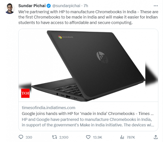 科技巨头眼中的“香饽饽”！谷歌也进军印度：拟在当地生产笔记本电脑