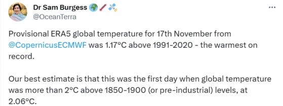 历史性时刻！科学家警钟敲响：2摄氏度升温极限已被短暂突破