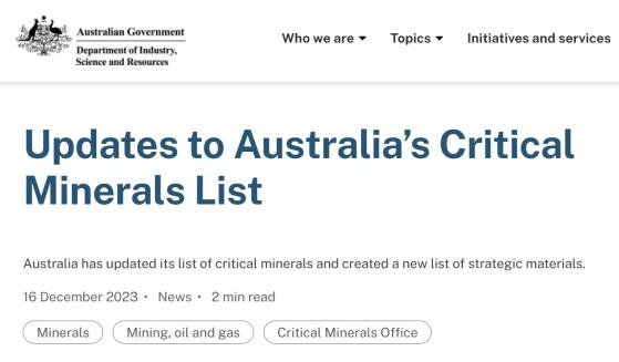 澳大利亚更新“关键矿物清单” 当地产业：有一件重要事情没讲