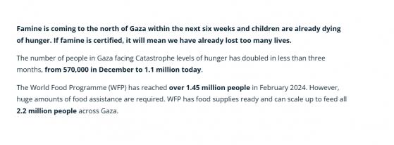 联合国预警：加沙地带粮食短缺状况远超饥荒水平 大规模死亡即将发生